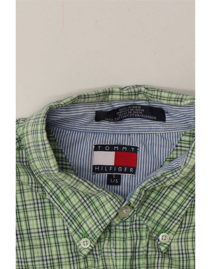 Мужская рубашка с коротким рукавом Tommy Hilfiger, большая зеленая клетка, хлопок