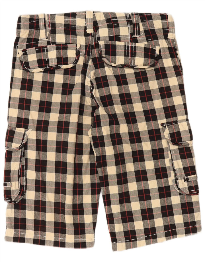 Винтажные мужские шорты-карго W34, большие черные хлопковые клетчатые шорты