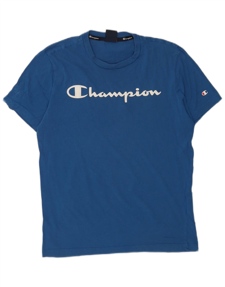 Мужская футболка с рисунком Champion, маленький синий хлопок