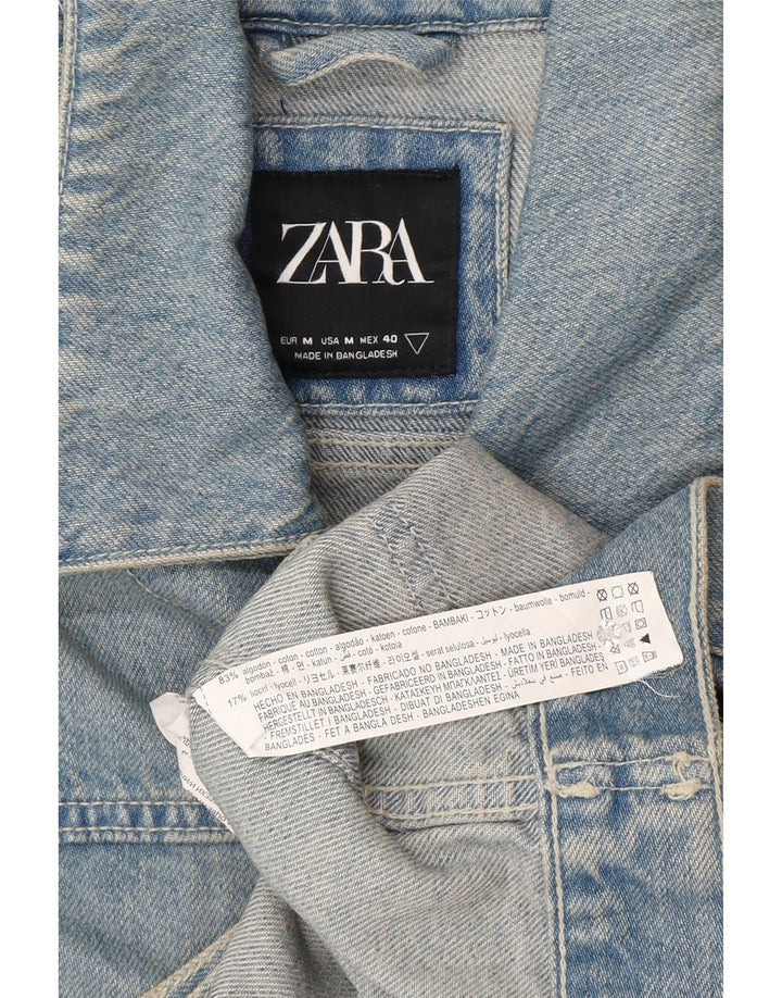 Мужская джинсовая куртка Zara UK 38, хлопок среднего синего цвета