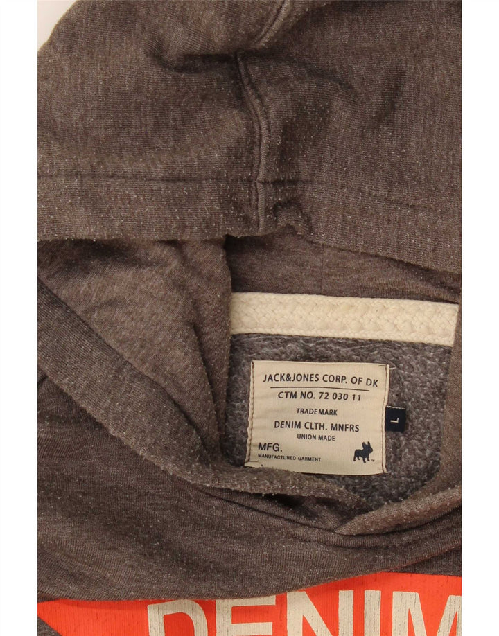 Мужской джемпер с капюшоном Jack & Jones с рисунком, большой серый