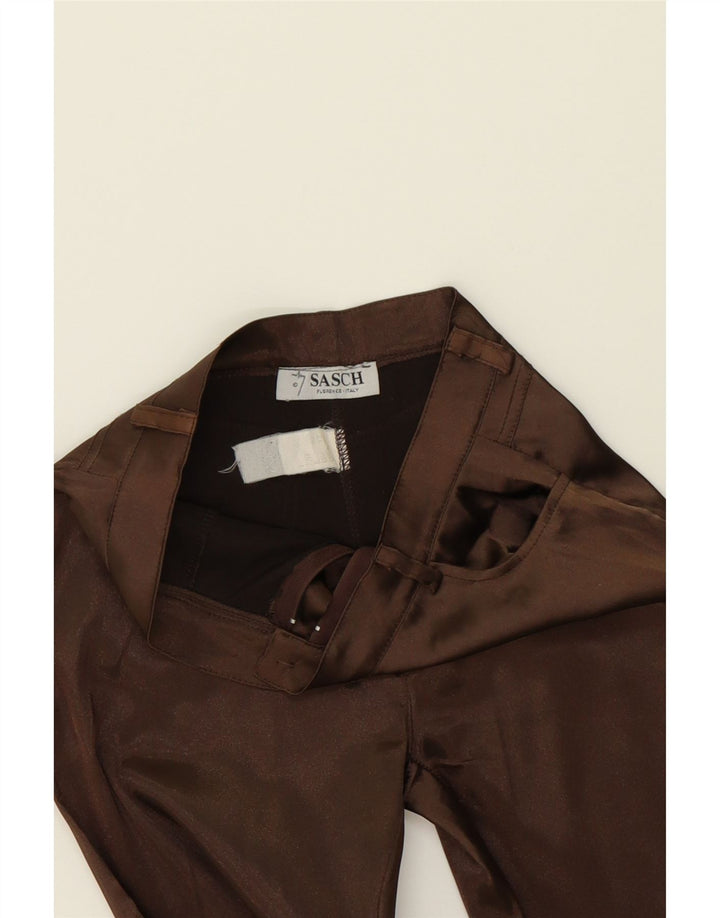 SASCH Womens Straight Casual Trousers UK 12 Medium W27 L33 Brown Polyester Vintage Sasch and Second-Hand Sasch from Messina Hembry 