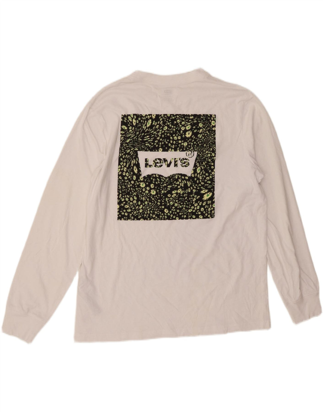 Мужской свободный топ с рисунком LEVI'S, длинный рукав, средний белый хлопок, хлопок