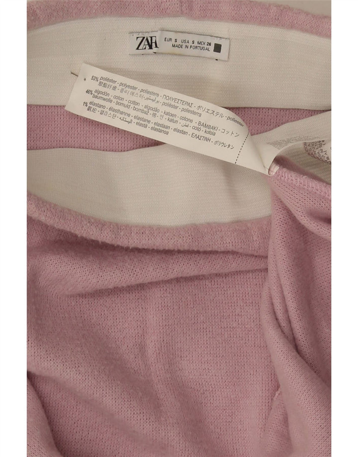 Zara Женская трикотажная юбка-трапеция, маленькая W26, розовый полиэстер