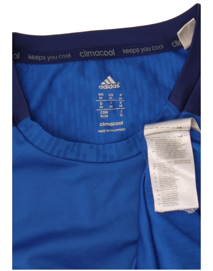 ADIDAS Mens T-Shirt Top Medium Blue Colourblock Polyester Sports