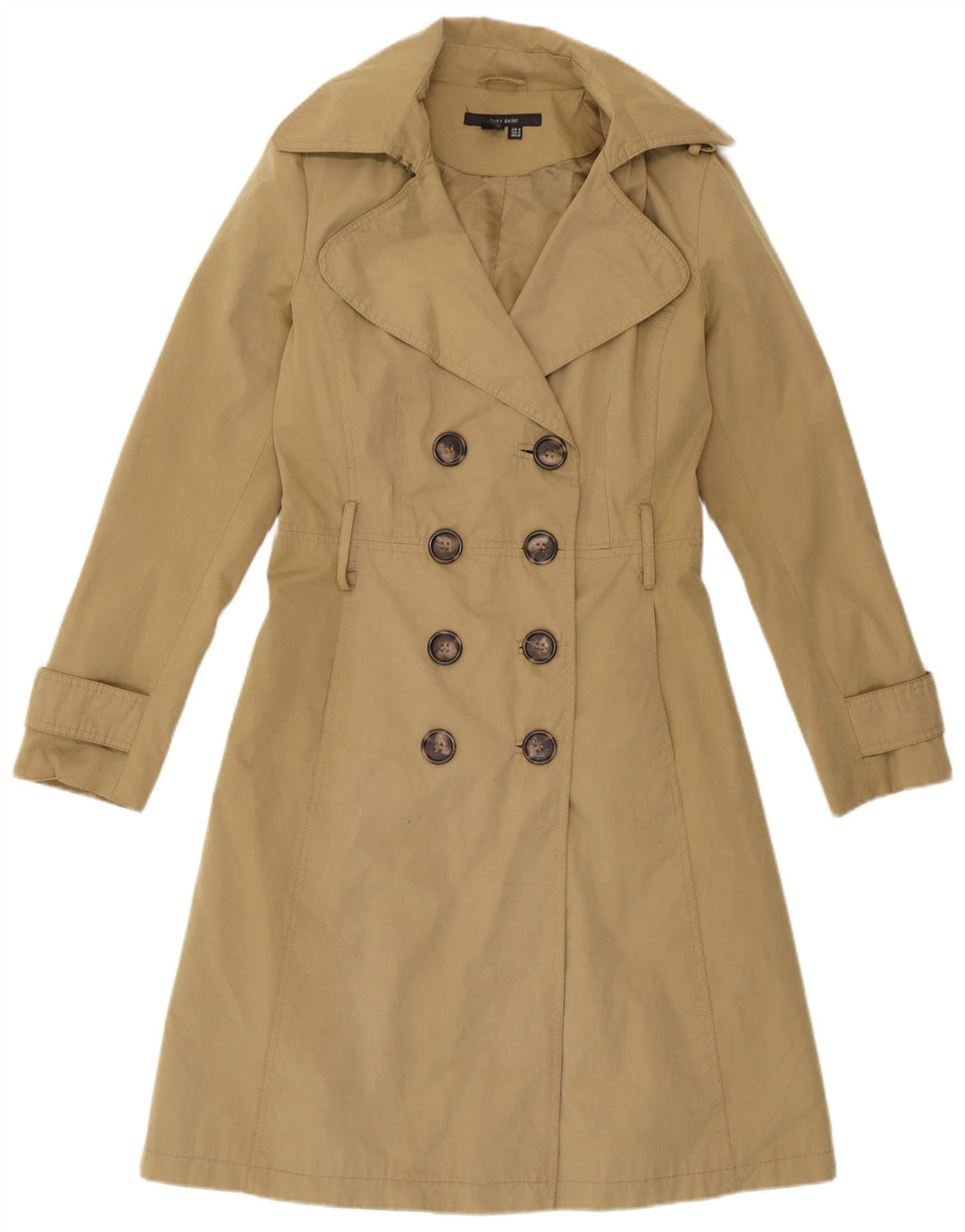 Женский тренч Zara UK 14, средний бежевый, хлопок