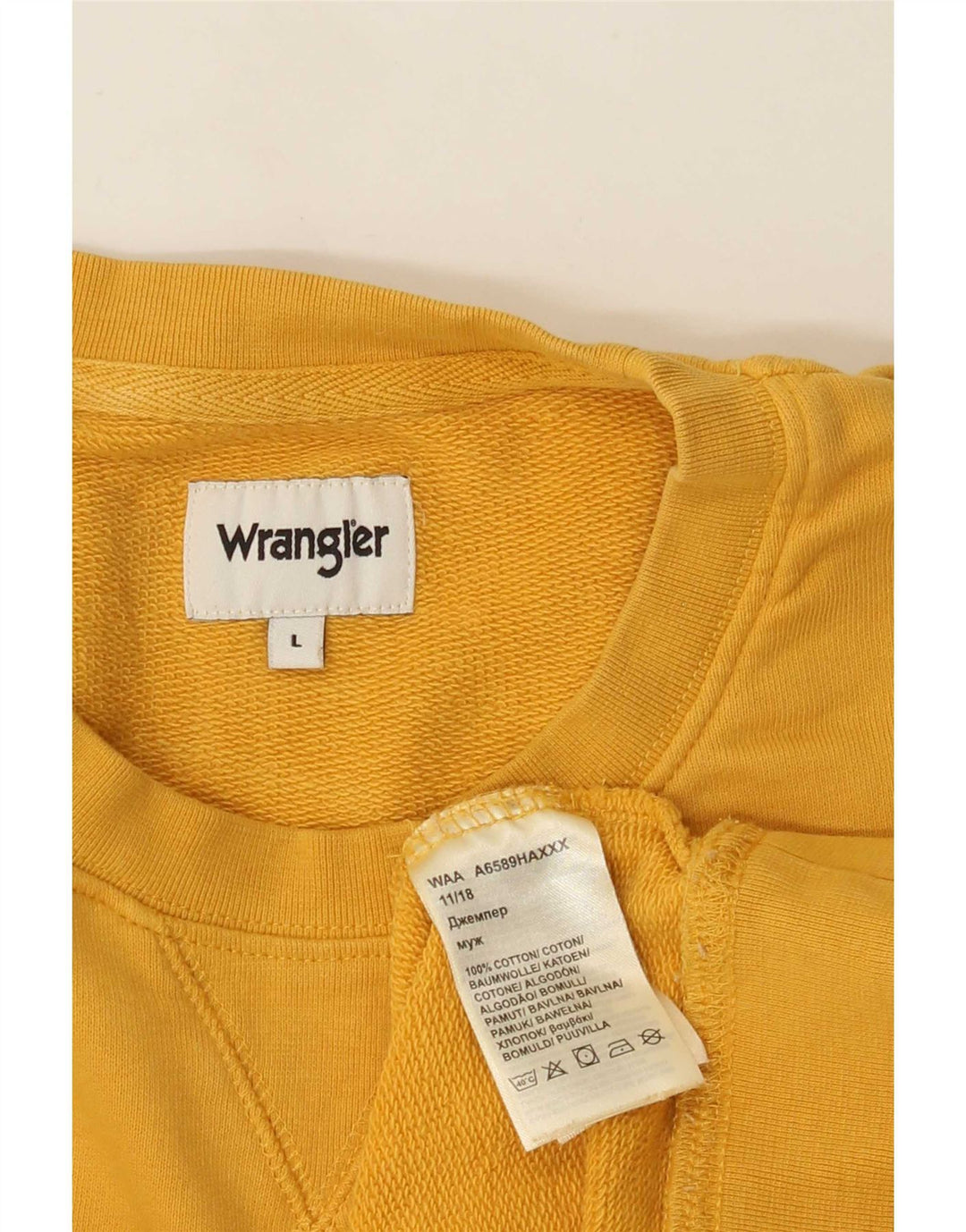 Мужской свитер Wrangler, большой желтый хлопковый джемпер