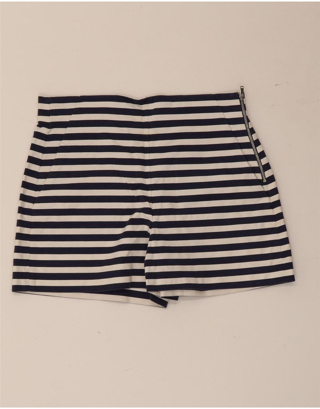Женские шорты Zara Medium W28, хлопковые темно-синие полоски
