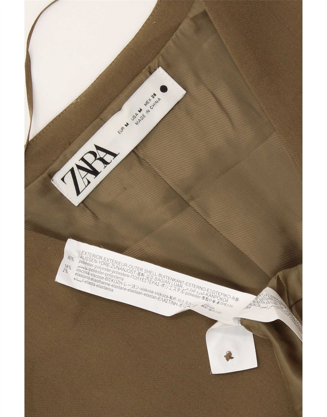 Женский укороченный жилет Zara UK 12, средний хаки, полиэстер