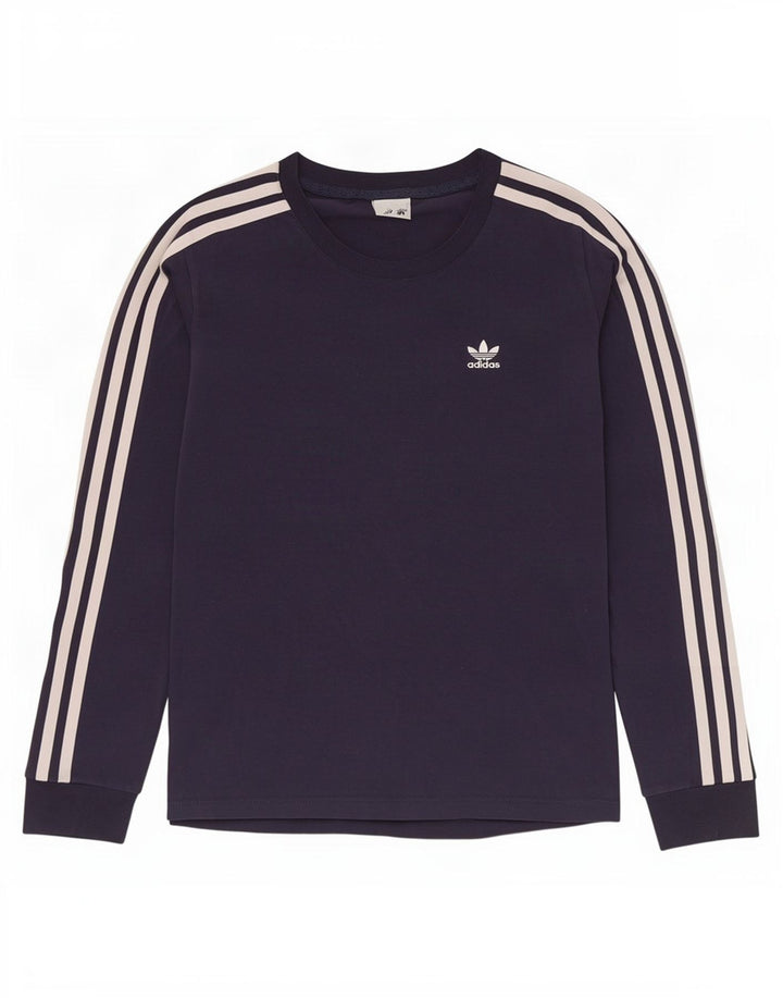 Женский топ Adidas с длинным рукавом UK 10, маленький темно-синий, хлопок