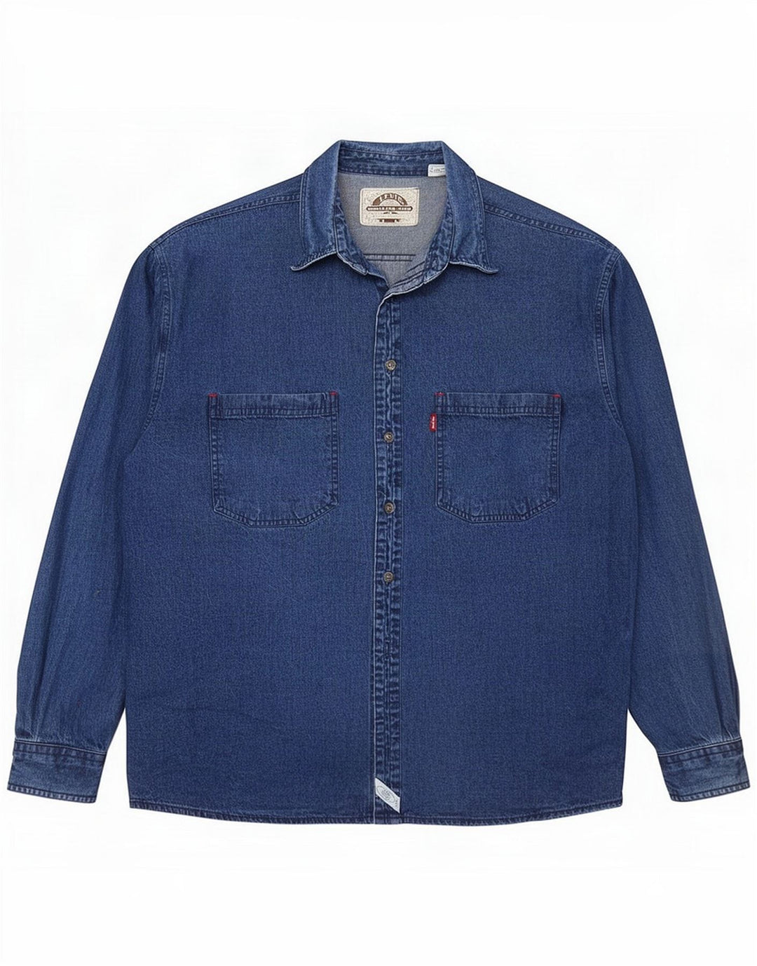Мужская джинсовая рубашка Levi's, большая синяя хлопковая