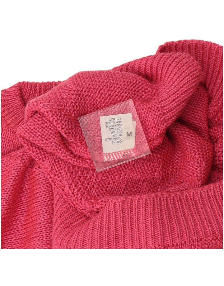 Винтажный женский джемпер с круглым вырезом, хлопок, Великобритания 14, средний розовый цвет