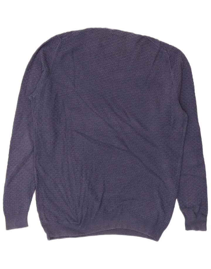 Мужской джемпер с круглым вырезом MASSIMO DUTTI XL, синий хлопок