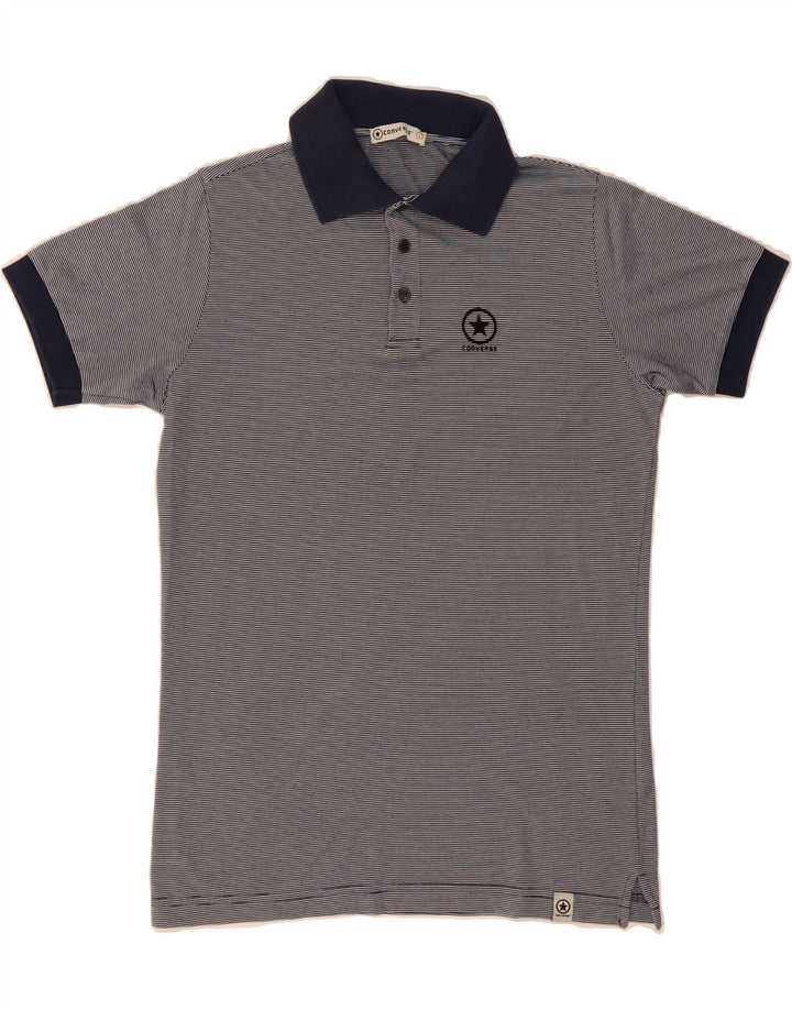 CONVERSE Mens Polo Shirt Large Navy Blue Pinstripe Cotton Vintage Converse and Second-Hand Converse from Messina Hembry 