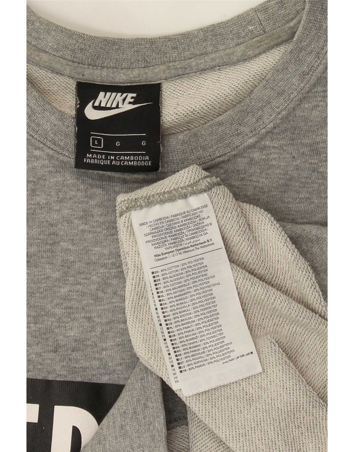Мужской свитшот с рисунком Nike, большой серый хлопковый джемпер в крапинку