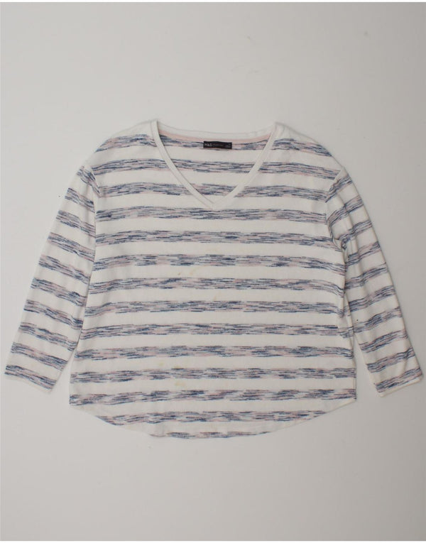 Женский топ Marks & Spencer с длинным рукавом UK 18 XL из вискозы в белую полоску