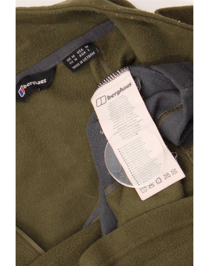 Berghaus Мужской флисовый джемпер с воротником на молнии, средний хаки, полиэстер с цветными блоками