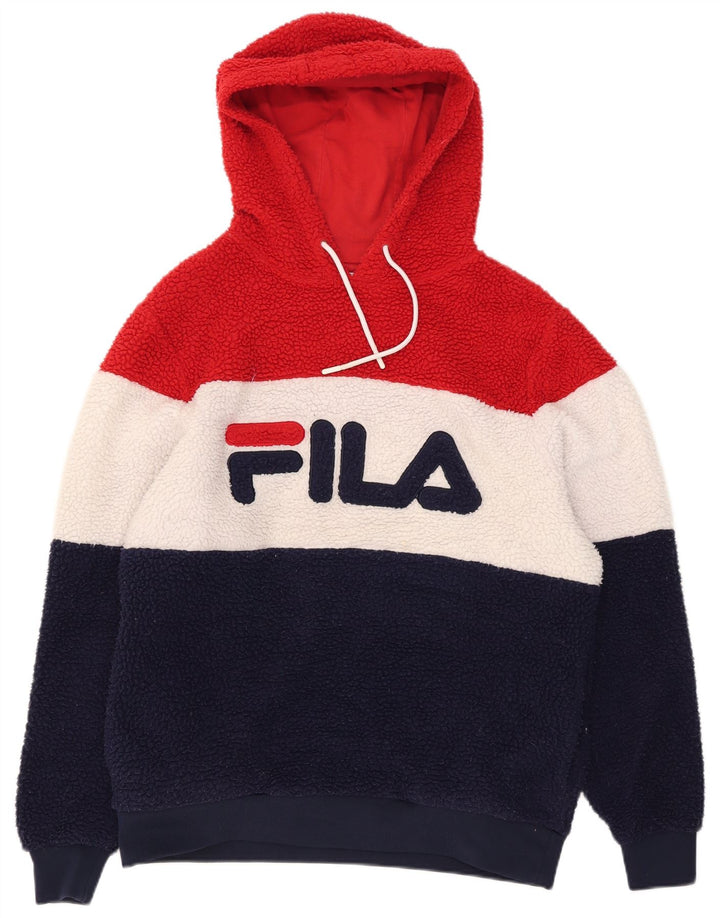 FILA Мужской флисовый джемпер с капюшоном и рисунком, средний, разноцветный, с цветными блоками