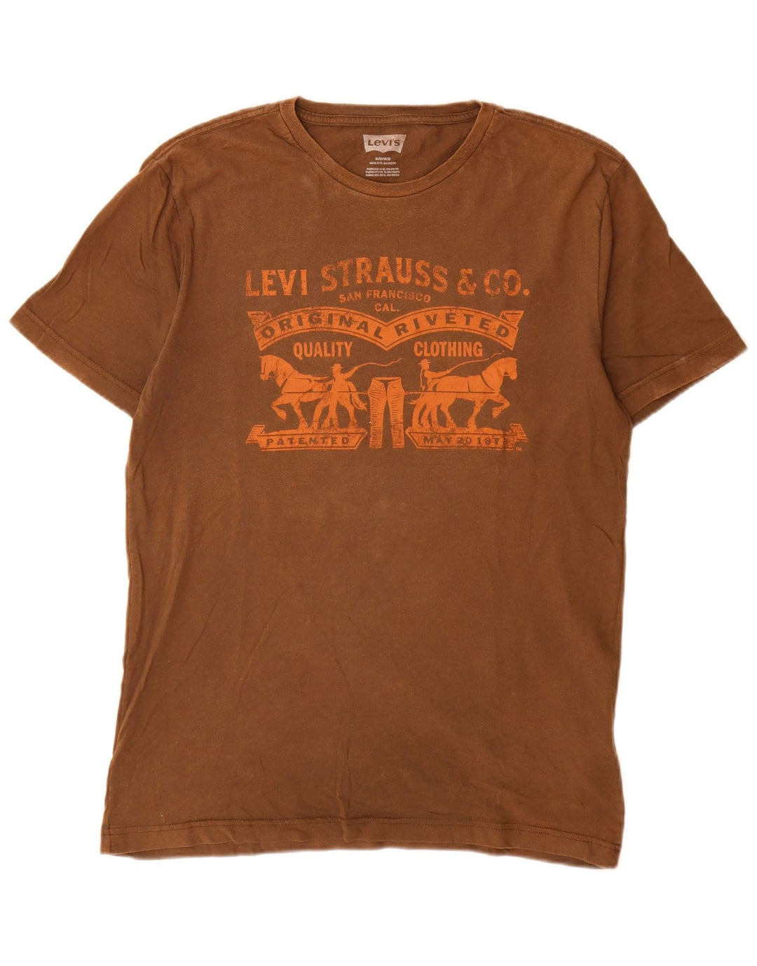 Мужская футболка с рисунком Levi's, хлопковый топ среднего коричневого цвета