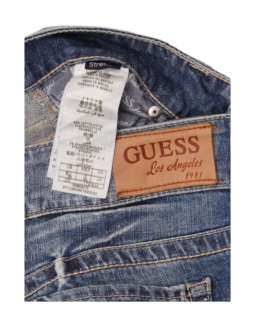 Мужские узкие джинсы Guess W33 L32, синий хлопок
