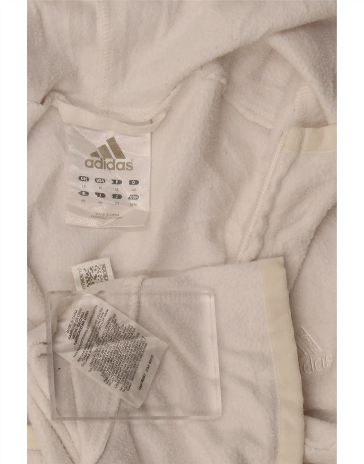 Женская флисовая куртка Adidas с капюшоном UK 12, средний белый полиэстер