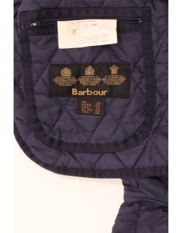 Женская стеганая куртка Barbour UK 14, большая, темно-синяя, полиамид