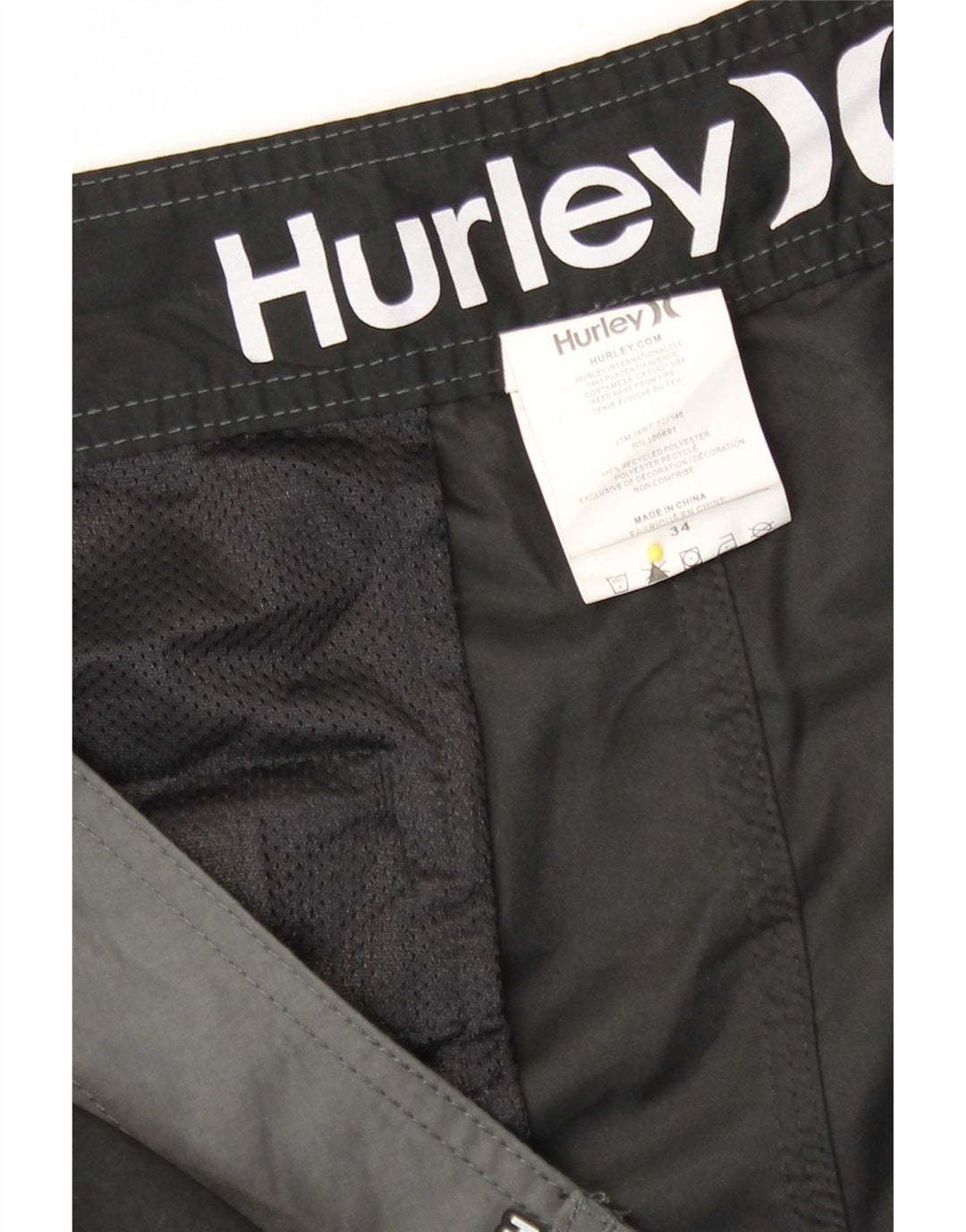 Мужские шорты для плавания Hurley, большие черные полиэстер с цветными блоками