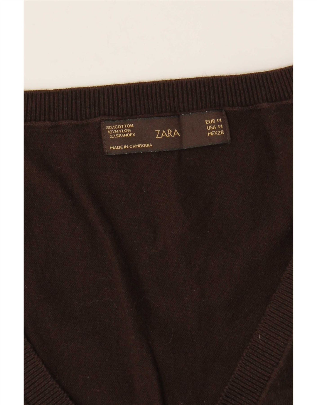 Женская майка без рукавов Zara UK 12, хлопковый средний коричневый цвет