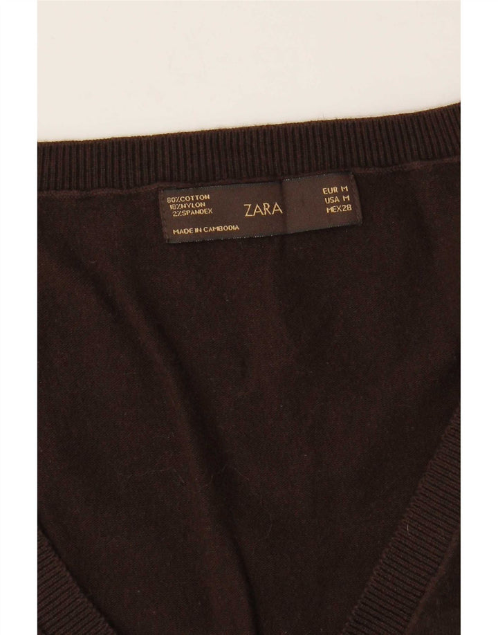 Женская майка без рукавов Zara UK 12, хлопковый средний коричневый цвет
