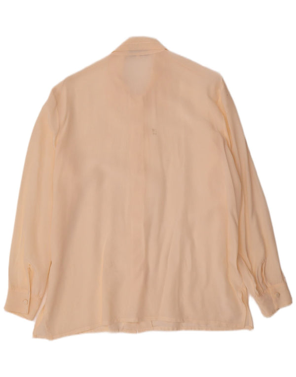 Винтажная женская блузка-рубашка UK 14 Medium Off White Silk
