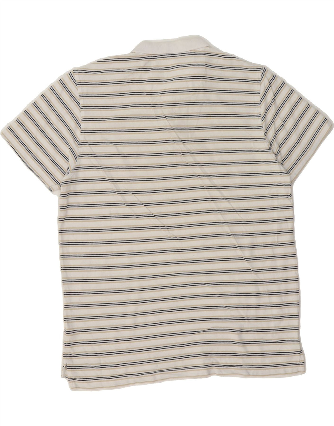 LEE Mens Regular Fit Polo Shirt XL White Striped Cotton Vintage Lee and Second-Hand Lee from Messina Hembry 