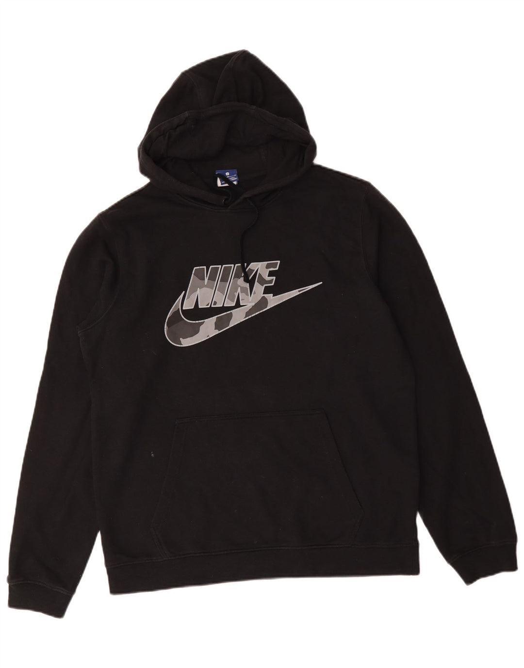 Мужской джемпер с капюшоном с рисунком Nike, средний черный, хлопковый