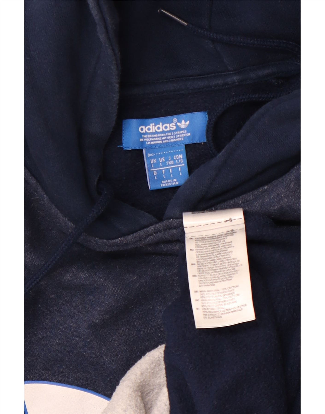 Мужской джемпер с капюшоном ADIDAS с рисунком, большой размер, темно-синий, хлопок