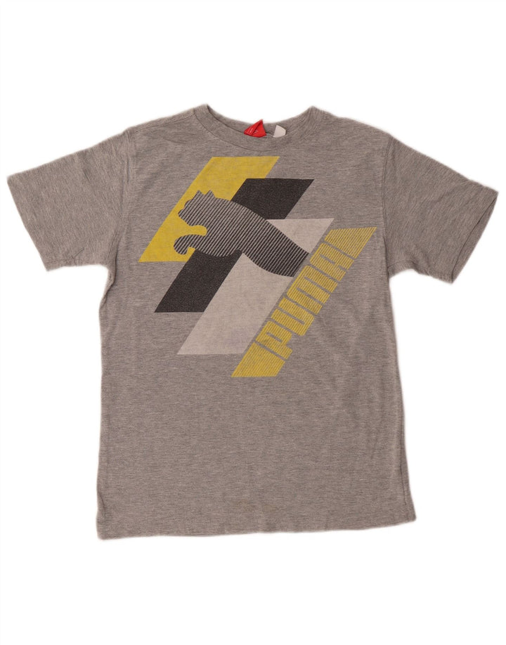 Футболка с рисунком Puma для мальчиков, топ 9–10 лет, хлопковый средний серый цвет