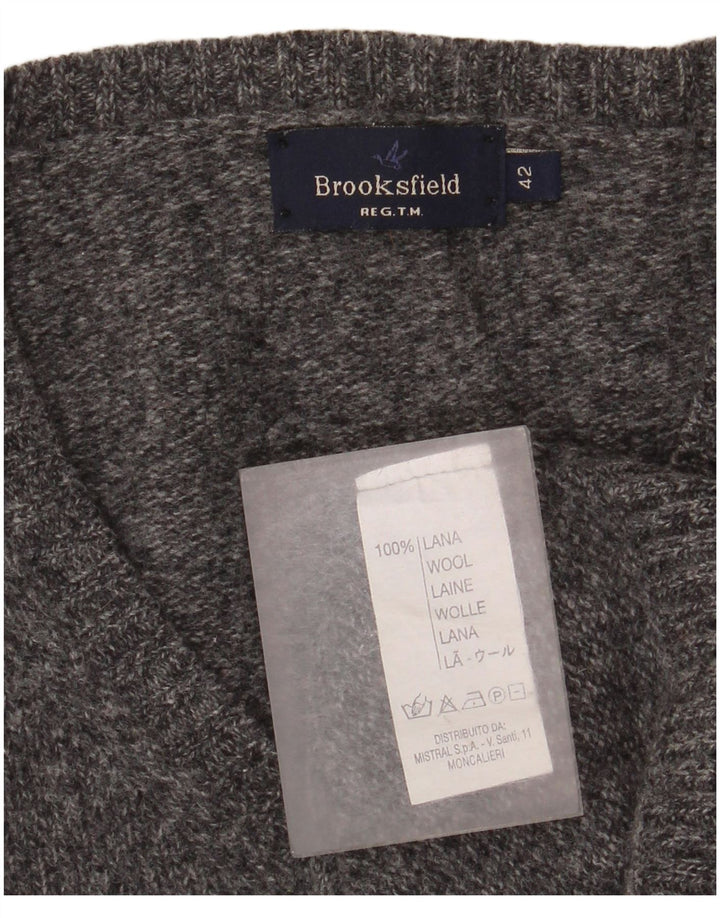 Женский джемпер с v-образным вырезом Brooksfield IT 42, средний серый, шерсть в крапинку
