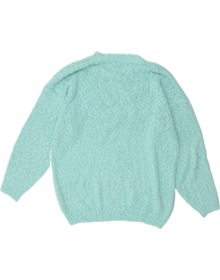 VINTAGE Womens Oversized Crew Neck Jumper Sweater IT 48 XL Turquoise Vintage Vintage and Second-Hand Vintage from Messina Hembry 