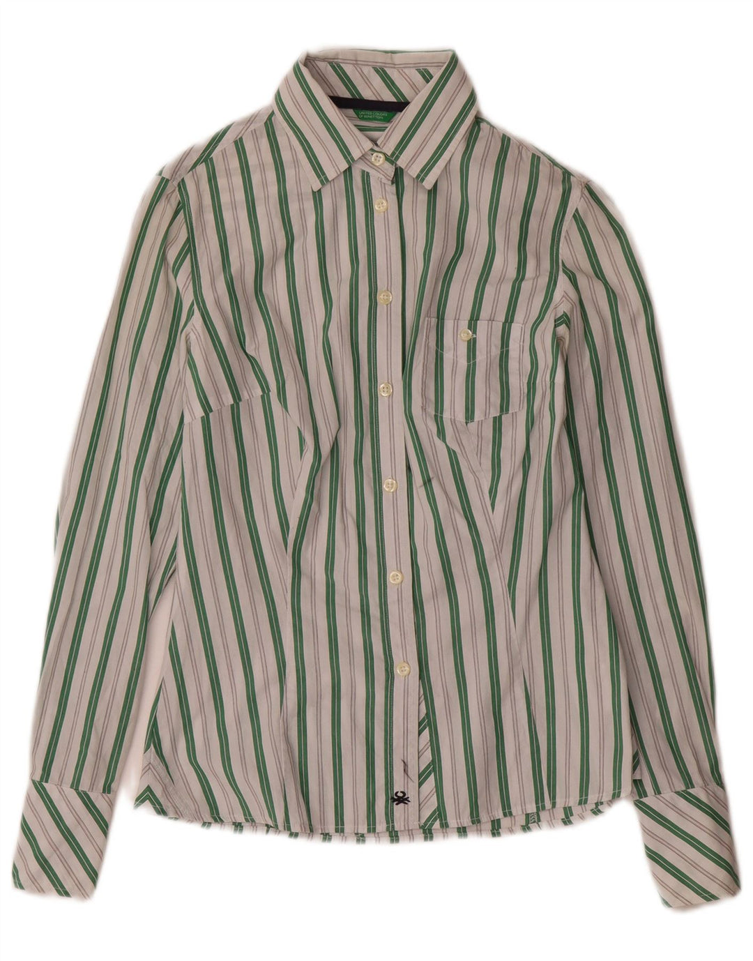 Женская рубашка Benetton UK 6 XS, хлопок в белую полоску