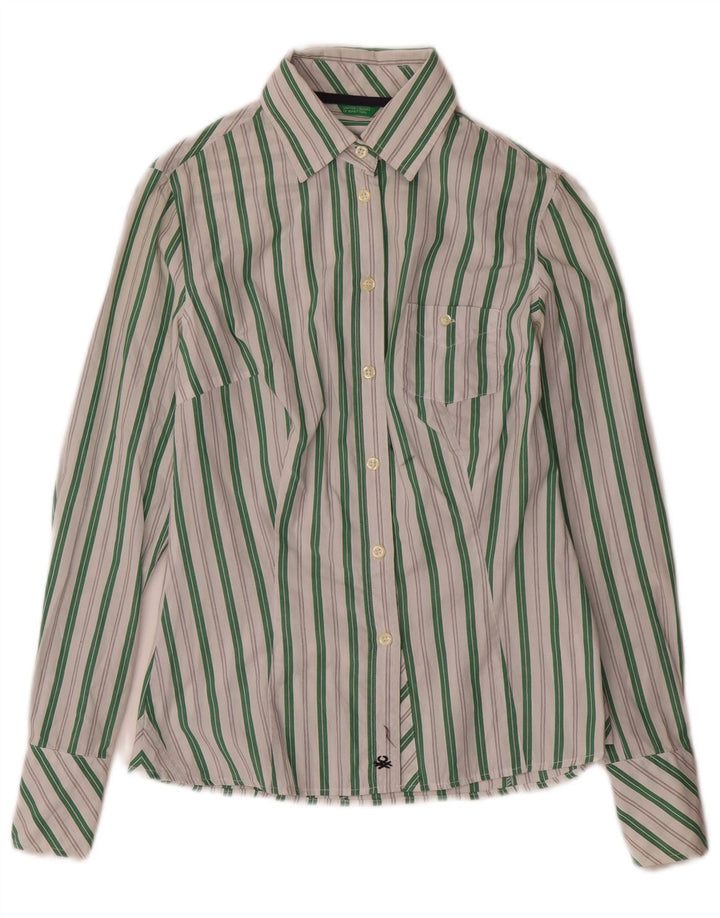 Женская рубашка Benetton UK 6 XS, хлопок в белую полоску