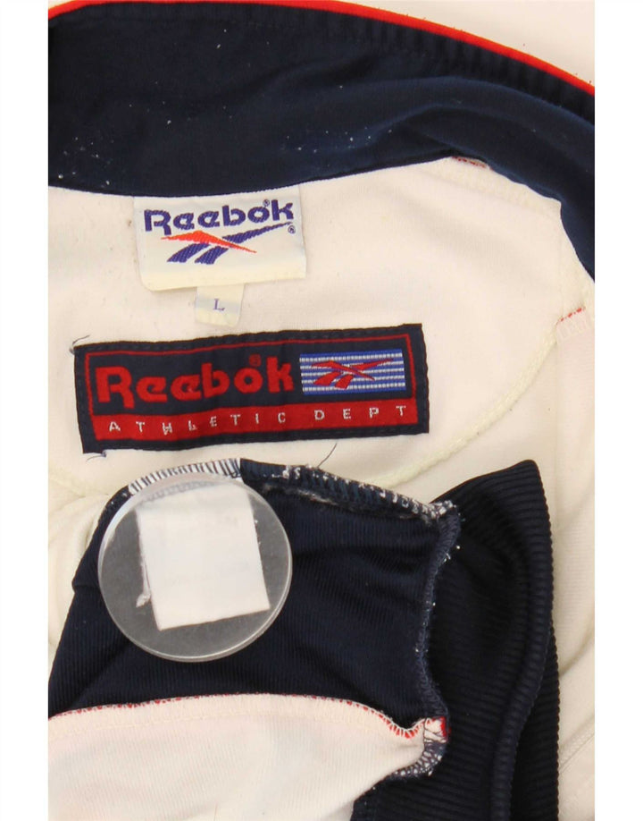 Мужская спортивная куртка Reebok, большая белая полиэстер с цветными блоками