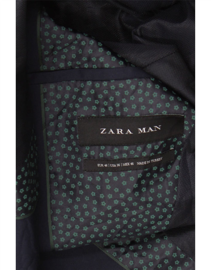 Мужской пиджак Zara на 2 пуговицах EU 46, маленький темно-синий