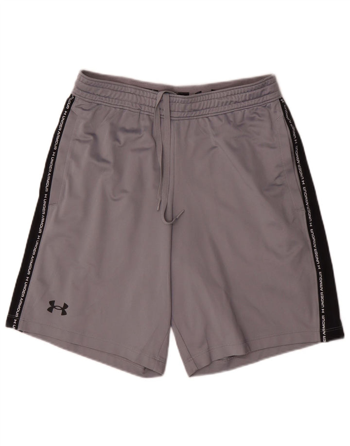 Мужские спортивные шорты с графическим рисунком Under Armour, средне-серые, полиэстер с цветными блоками
