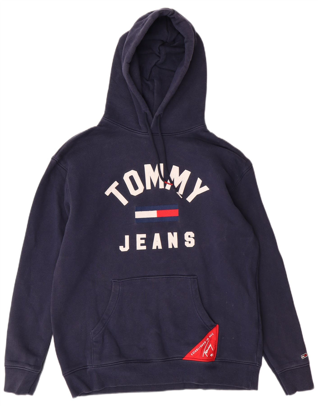 Мужской джемпер с капюшоном с рисунком Tommy Hilfiger, средний темно-синий, хлопок