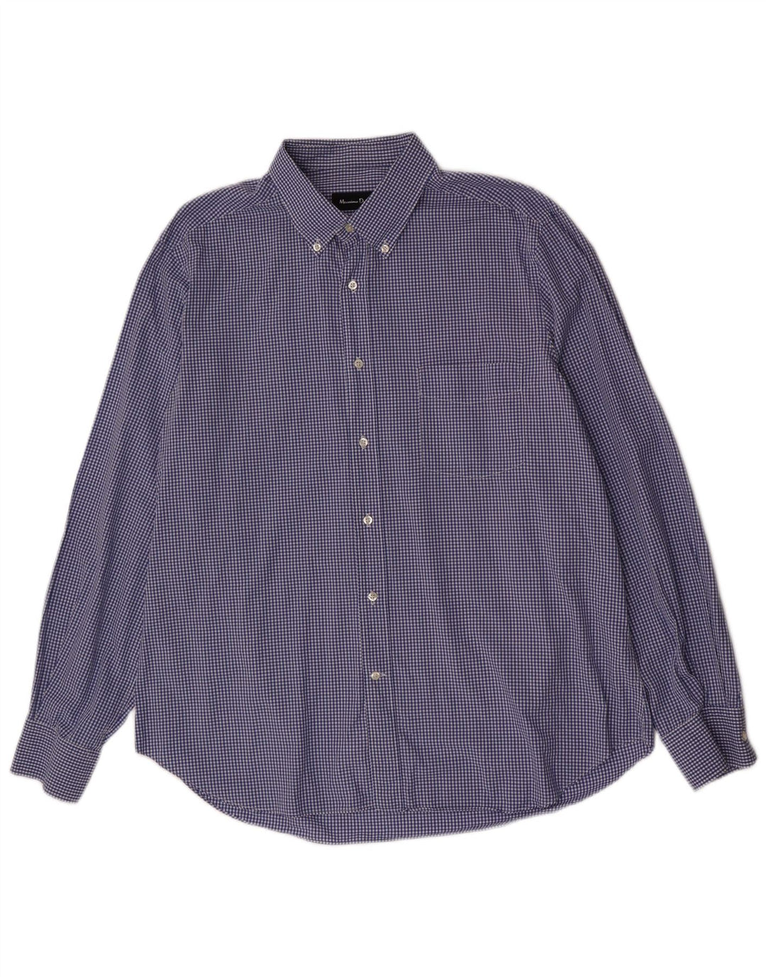 Мужская рубашка Massimo Dutti 2XL, синяя, хлопок в мелкую клетку