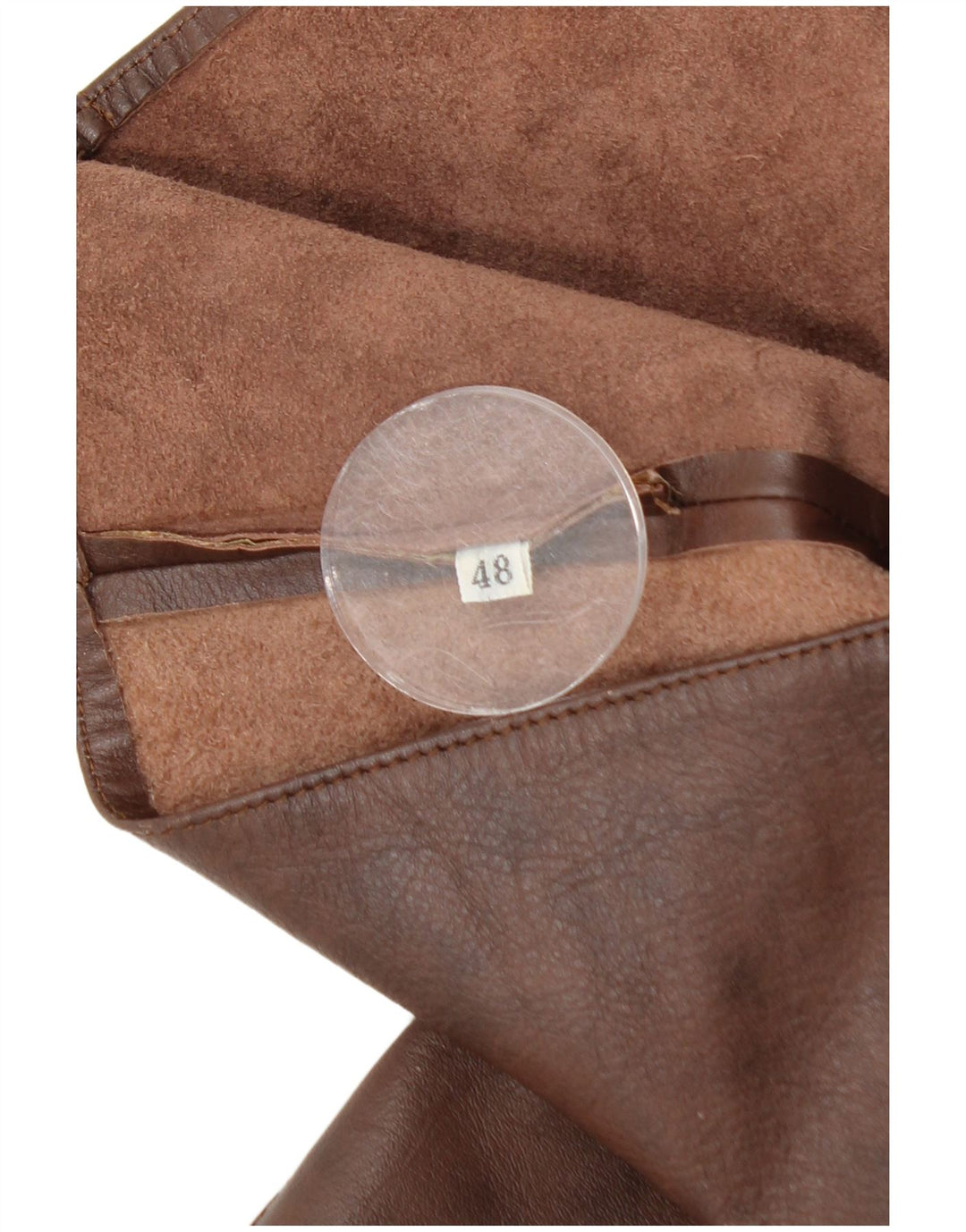 VINTAGE Женский кожаный жилет IT 48 XL Коричневый кожаный