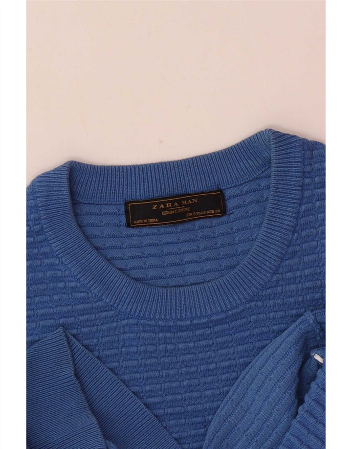 Мужской свитер с круглым вырезом Zara, маленький синий