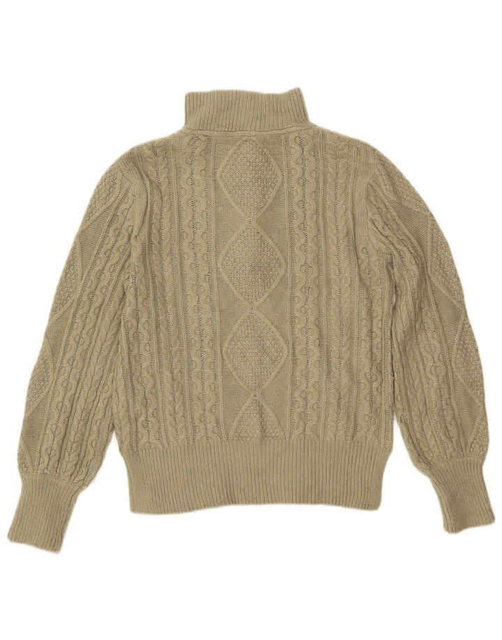 Женский джемпер с воротником на молнии FAT FACE, Великобритания, 8, маленький, хаки, узор Argyle/Diamond