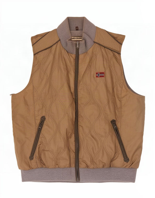 Мужской стеганый жилет Napapijri UK 46 3XL, бежевый, полиэстер с цветными блоками