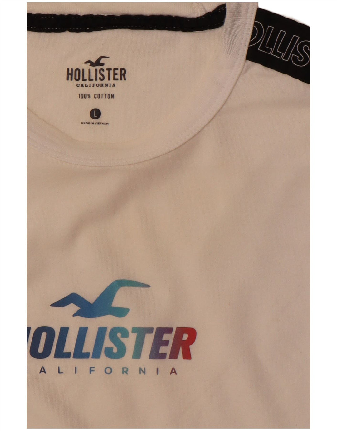 HOLLISTER Мужской топ с рисунком, длинный рукав, большой белый цвет, хлопок
