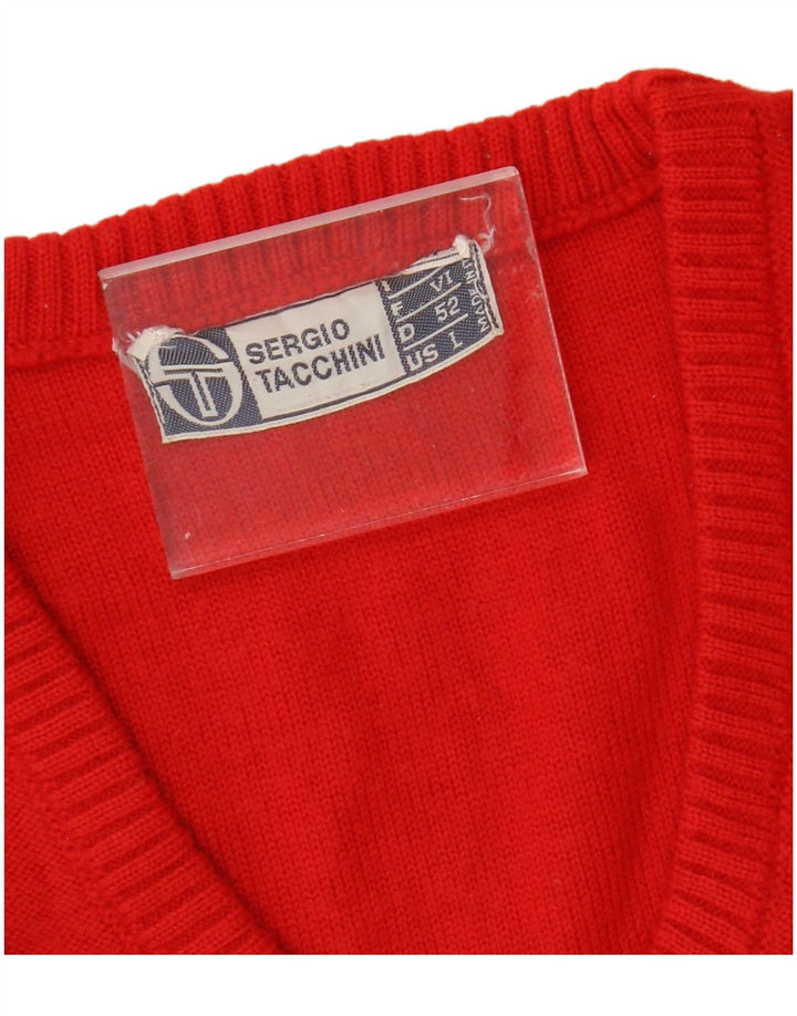 Женский джемпер с v-образным вырезом SERGIO TACCHINI UK 14, большой красный