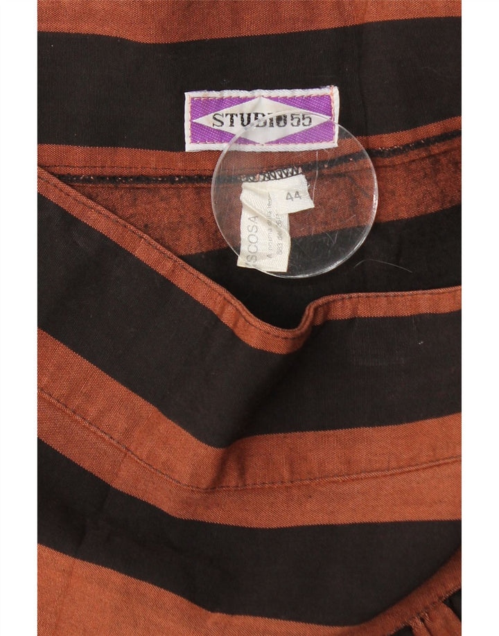 VINTAGE Женская мини-юбка плиссе IT 44 Medium W28 Вискоза в коричневую полоску